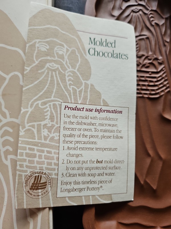 Longaberger Pottery Cookie Mold Brown St Nick Santa Christmas 1993 NEW NOS gallery