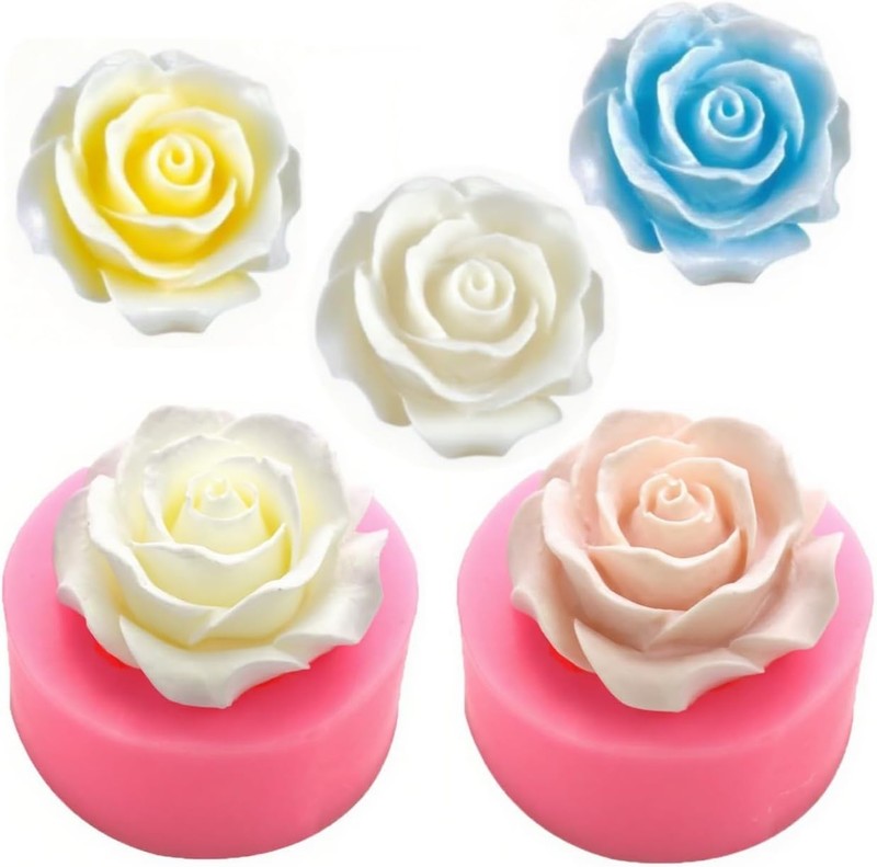 Rose Flower Silicone Molds,2pcs Roses Flowers Fondant Molds Polymer Clay Mould