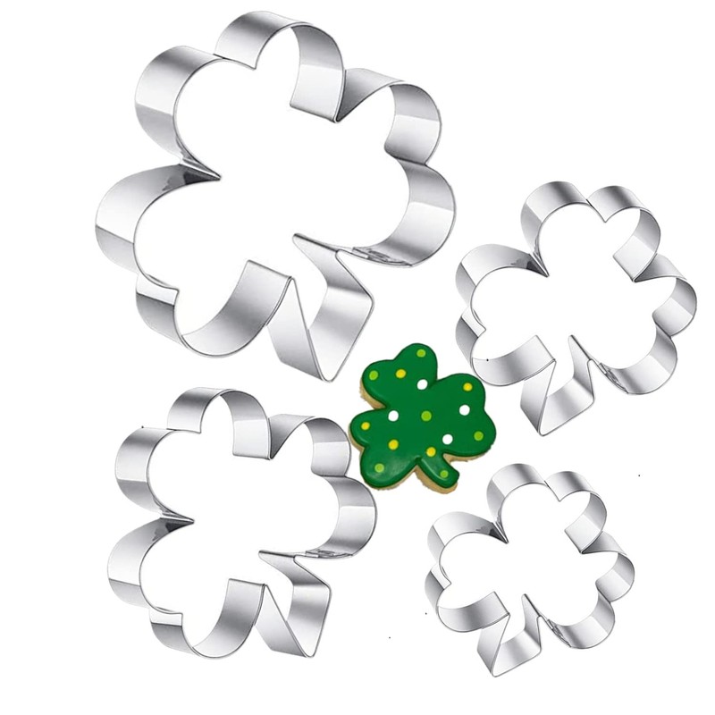 4-Piece Clover Cookie Cutter Set, 4”, 3.2”, 1.85”, 1.3” St. Patrick’s Day Sh