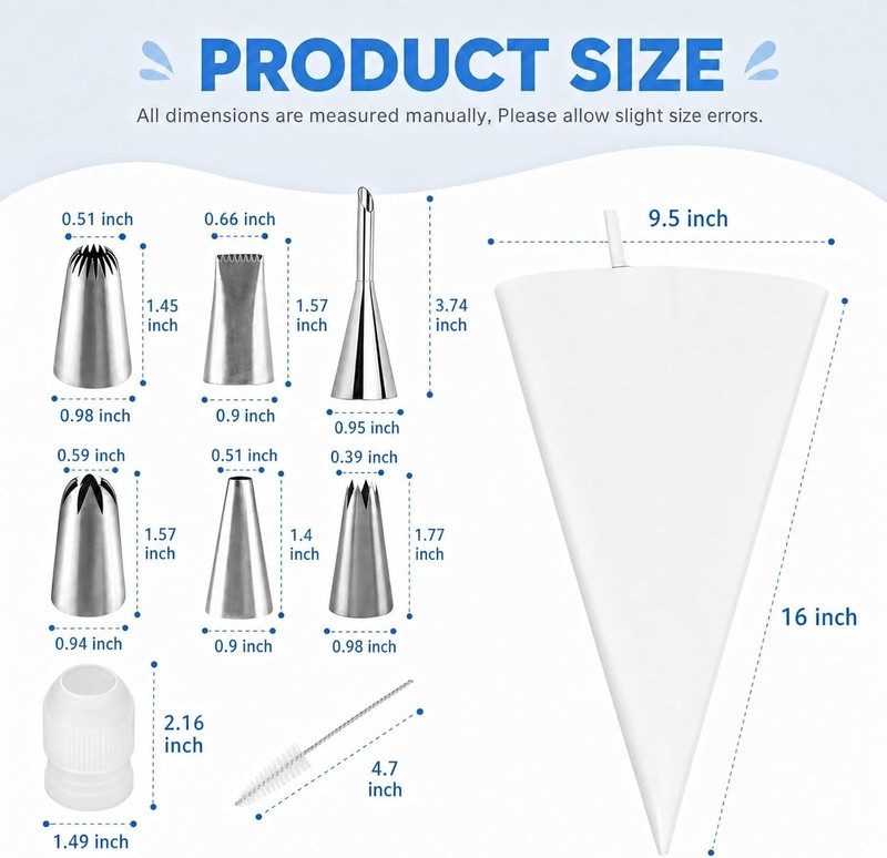 Reusable Piping Bags and Tips Set – 16" Pastry Bags for Cake Decorating, Cupcake gallery