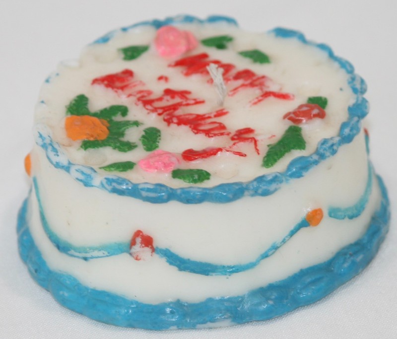 Happy Birthday 3-D Decorated Cake Candle Candleholder 4" Diameter x 1.5" High gallery