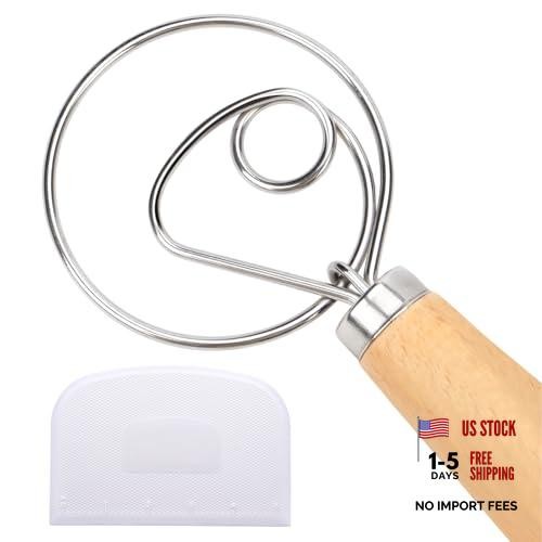 Danish Dough Whisk, 12.5 Inch Dutch Style Bread Whisk Stainless steel-1 eye