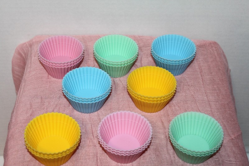 Wilton 24 Silicone Mini Muffin Cupcake Cups, Reusable, Pink, Green, Yellow, Blue gallery