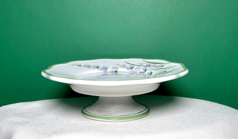 Pedestal Cupcake Stand Andrea by Sadak 2in x 5.5in White Lavender Floral New