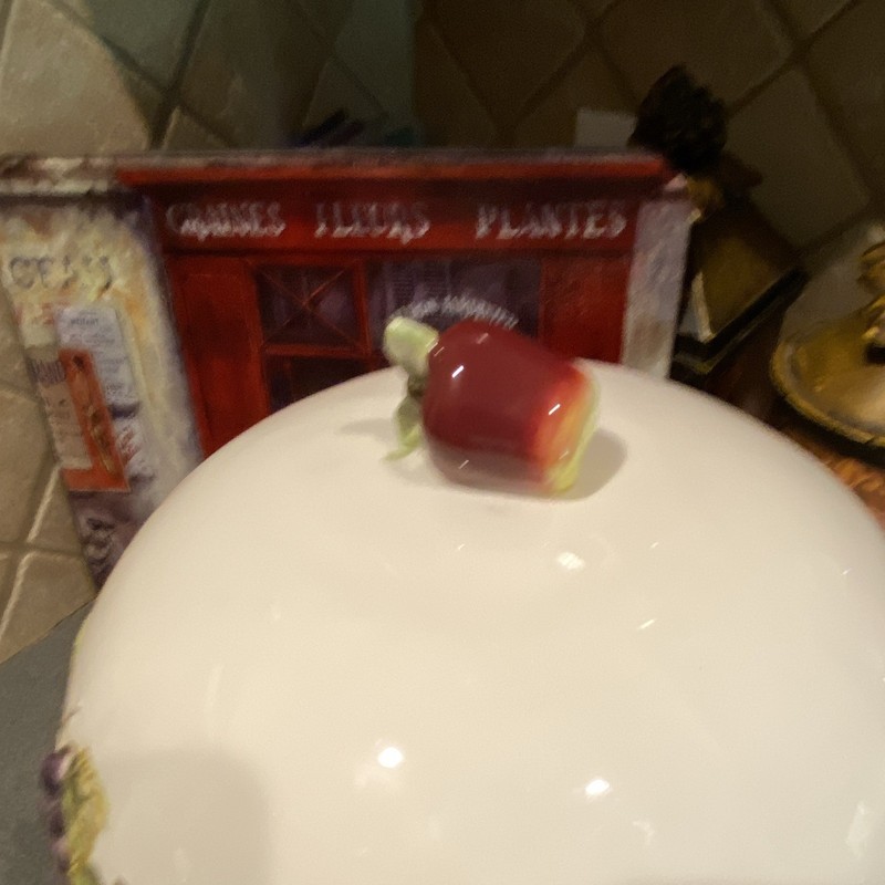 VTG BH&G HOME INTERIORS SONOMA VILLA HANDPAINTED EARTHENWARE CAKE STAND & DOME gallery