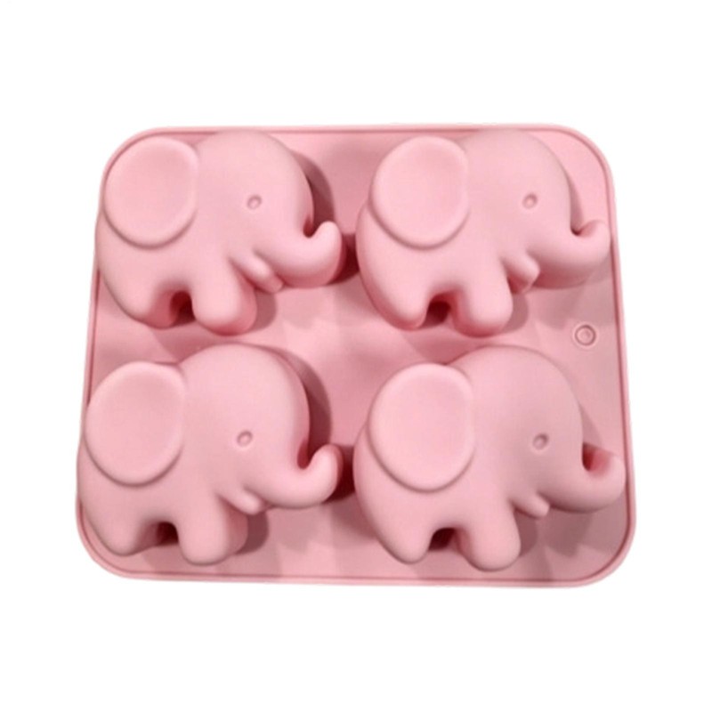 4 Cavity Elephant Silicone Mold For Soap Candy Chocolate Jelly Making