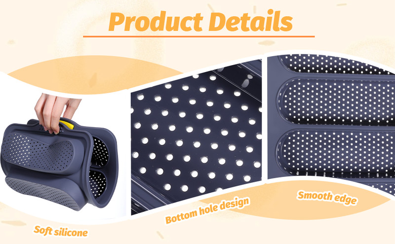 3 Pcs Silicone Baguette Pan and Hamburger Bun Pan Set, Silicone Bread Loaf Pans gallery
