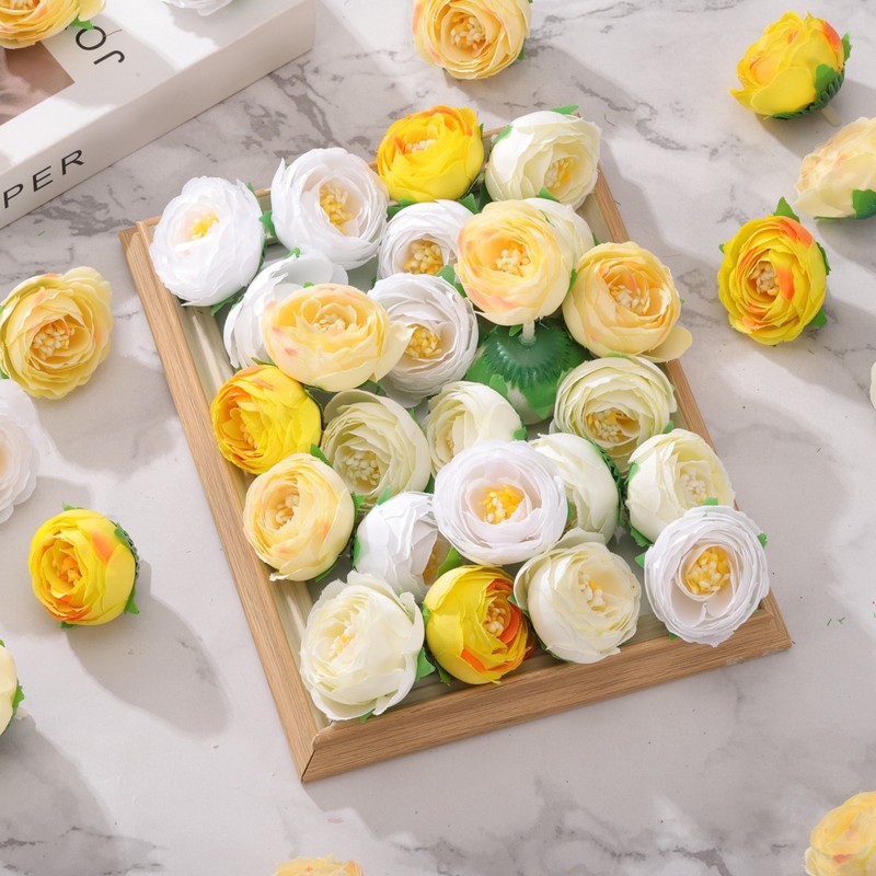30pcs Artificial Camellia Flower Heads1.2" Silk Fake camellia Heads Pure White gallery