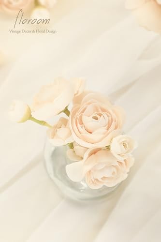 Ranunculus Artificial Flowers 18 Pcs Champagne Faux Silk Mini Ranunculus Cream gallery