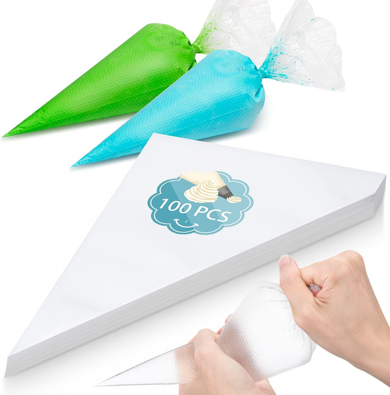 100Pcs Heavy-Duty Disposable Icing Piping Bags, 12-Inch for Baking Decor