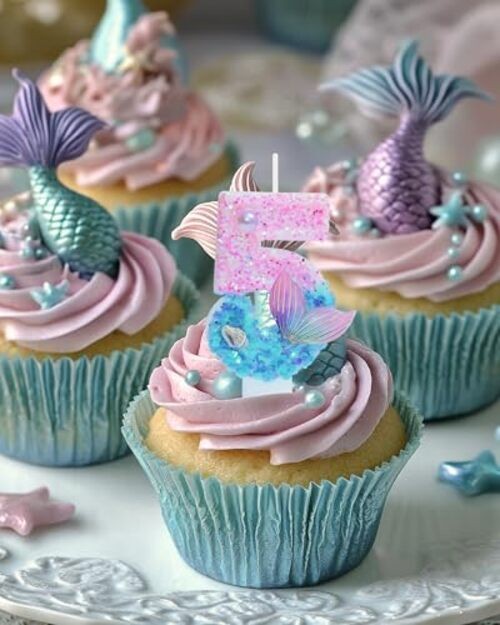 Birthday Candles Girls Glitter Birthday Party Number 5 Mermaid Themed gallery