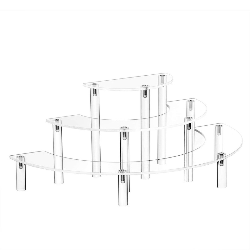 3-Tier Acrylic Display Riser Cupcake Stand Risers Half Moon Perfume Stand