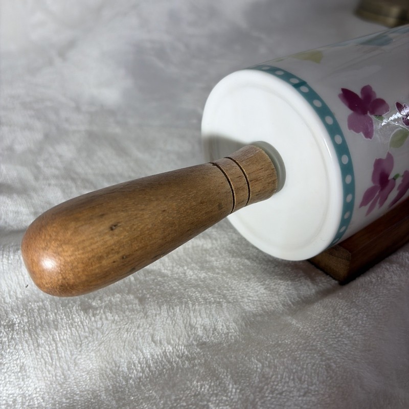 Pioneer Woman Breezy Blossom Ceramic Rolling Pin with Wood Stand - Retired! gallery