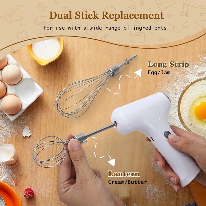 Cordless Hand Mixer, Handheld Electric Whisk with 3 Speed Modes, Hand Held Eg... gallery