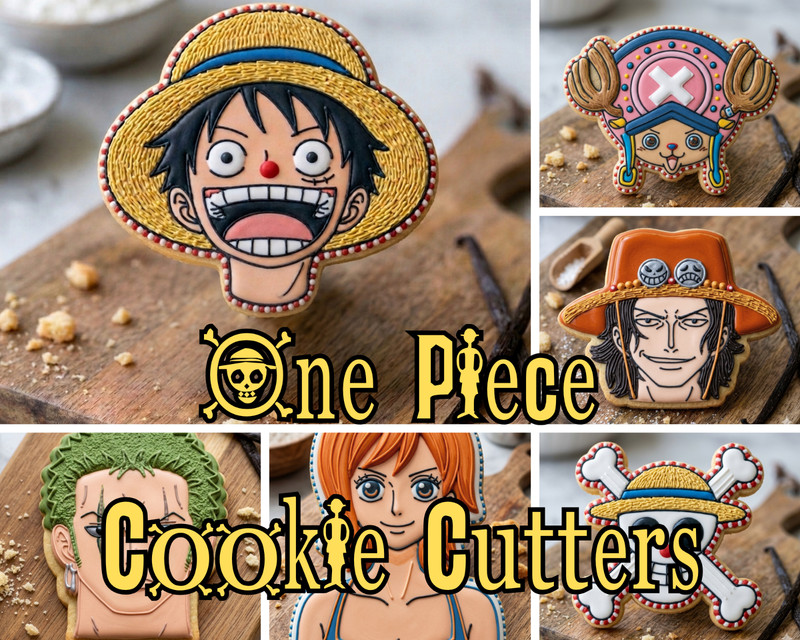 One Piece Anime Cookie Cutter Set Luffy Zoro Nami Chopper Ace Hat 3D Print Baker