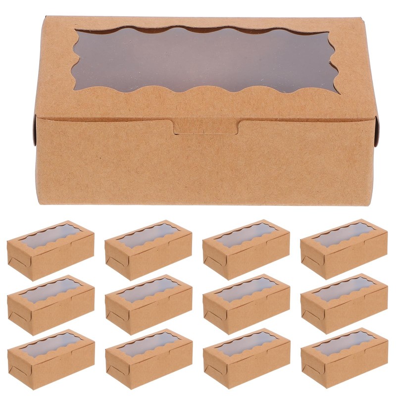 50 PCS Transparent Macaron Boxes Window Clear Bakery Packaging 4.13×1.77×1.37