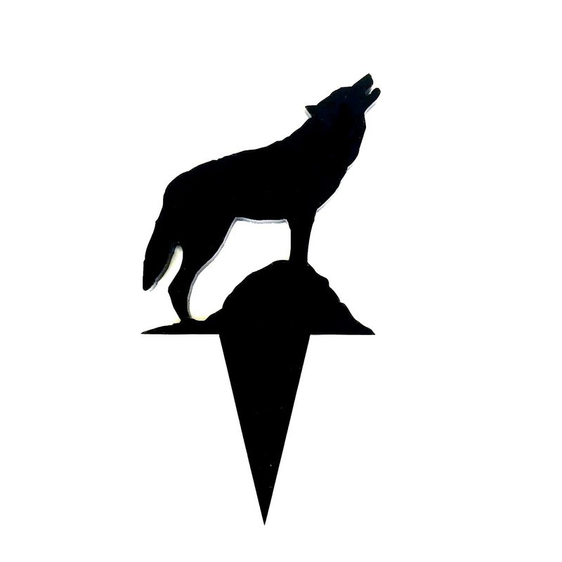 Wolf Cake & Cupcake Toppers Many Colours & Sizes Plane or Engraved