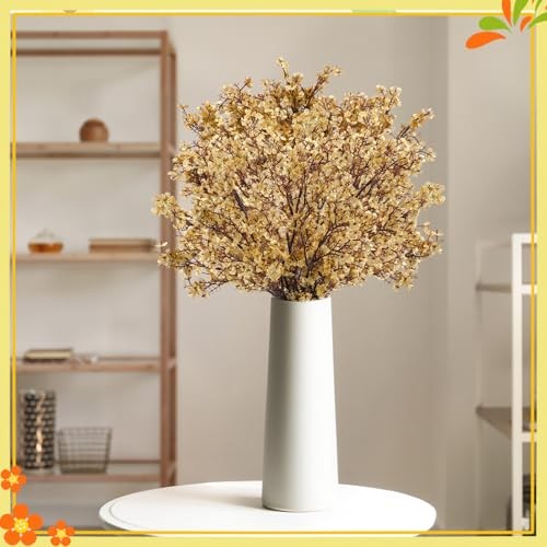 21 Stemsen Babys Breath Artificial Flowers, 5 Branches Per Stem Fall Gold gallery
