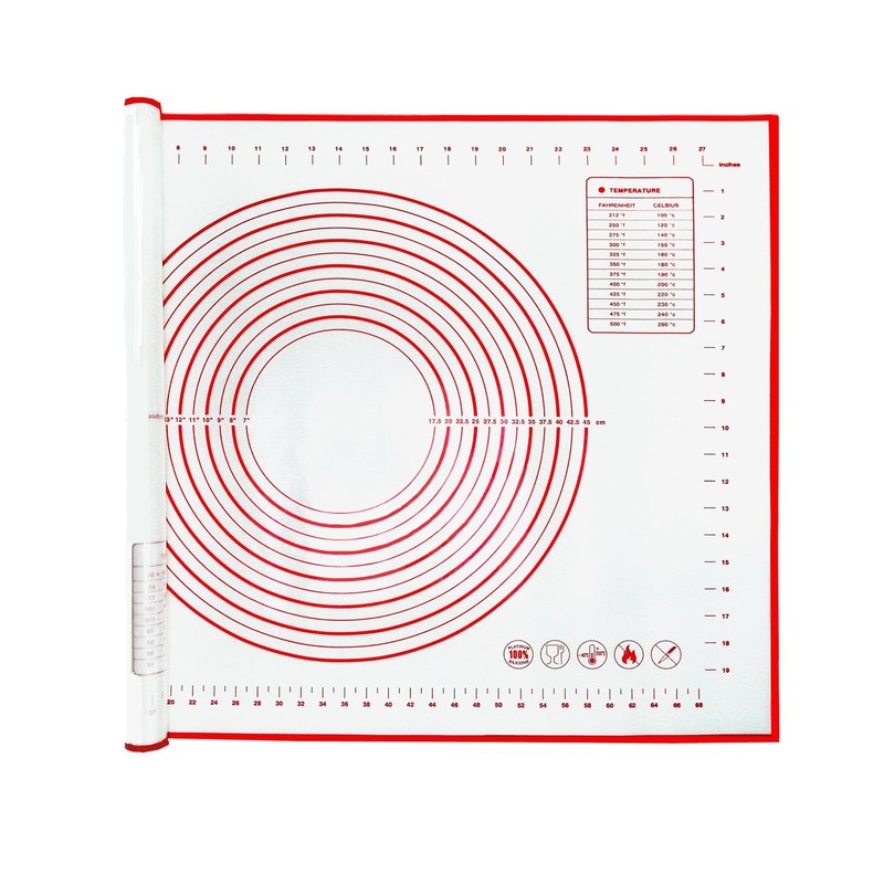 Extra Large 31.5” x 24″ Silicone Baking Mat for Rolling 31.5″L x 24″W, Red