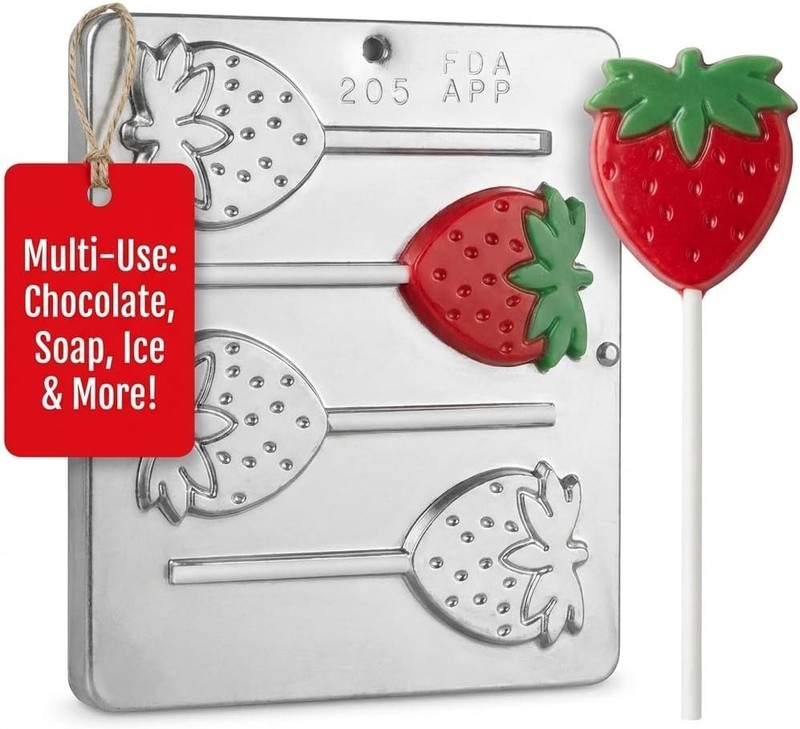 Strawberry Lollipop Chocolate Candy Mold 205 NEW gallery