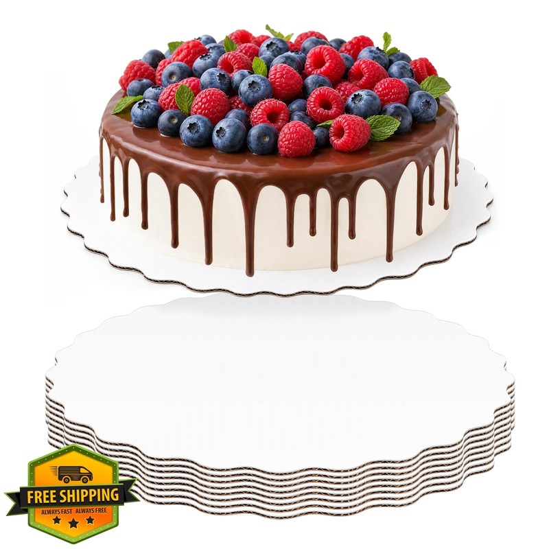 Cmkura Cake Boards 12 Inch White Wave 8 Pack