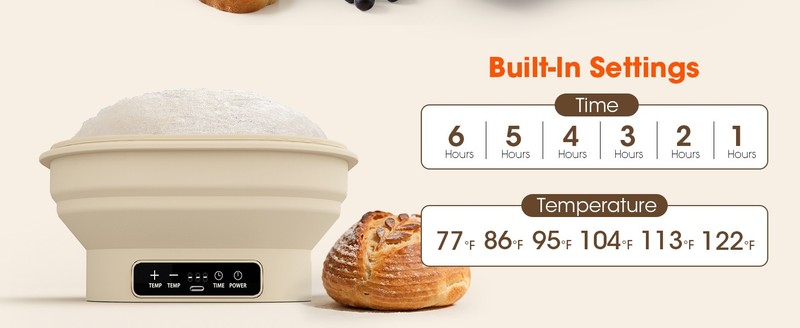 Upgrade Heating Sourdough Bread Proofing Basket Kit, Electric tatic gallery