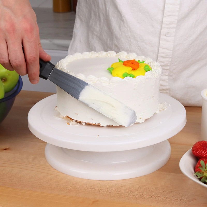 Cake Turntable with 2 Frosting Straight Angled Spatula 3 Icing Smoother gallery