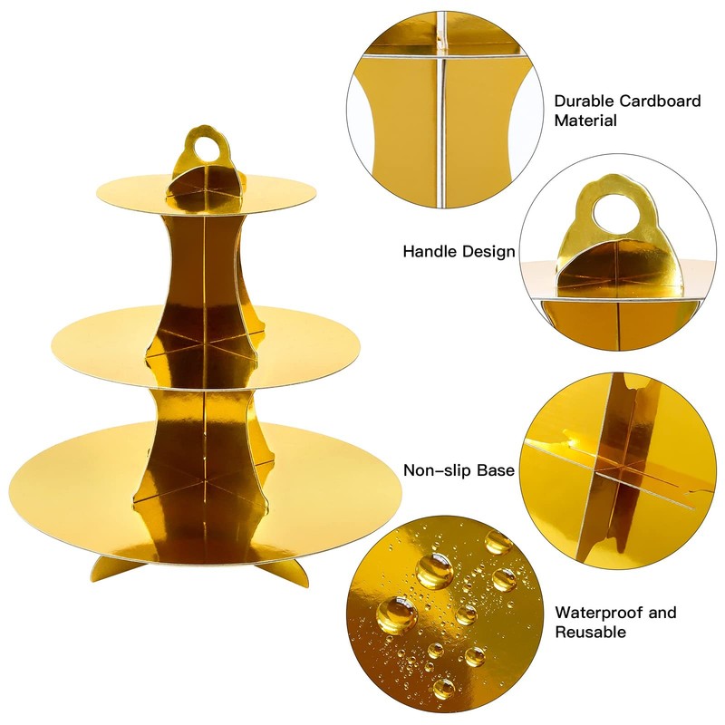 3-Tier Cardboard Cupcake Stad Tower Cupcake Display Holder for Wedding Birthday gallery