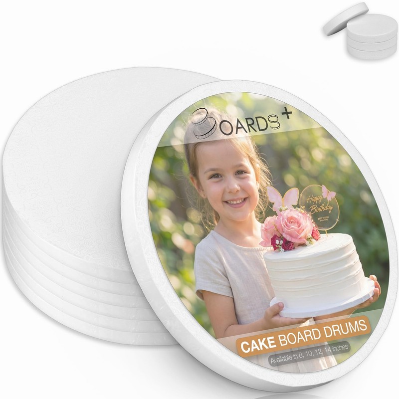 6 PCS 10 Inch Cake Drum 1/2 Inch Thick Cake Rounds Greaseproof Seamless Circle