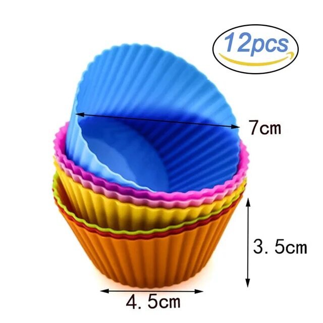 12pcs/lot Silicone Cake Mold Round Heart Shape Muffin Cupcake Baking Molds Home