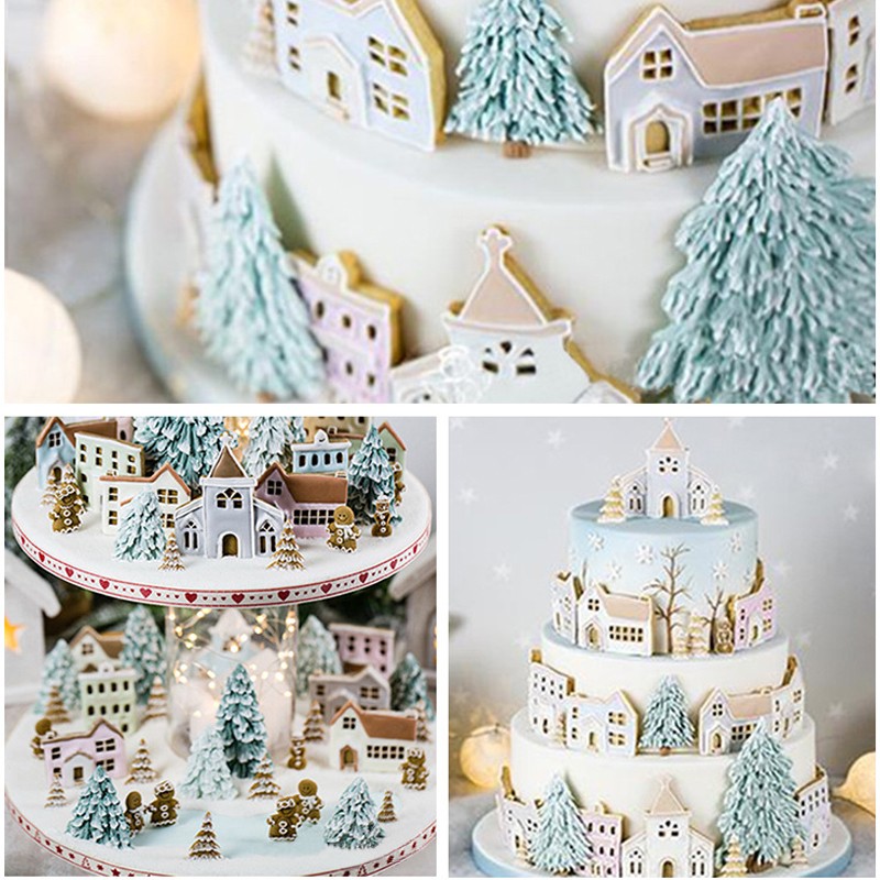 Sugarcraft Chocolate Baking Mould XMAS House Cake Mold Fondant Snowman Silicone gallery