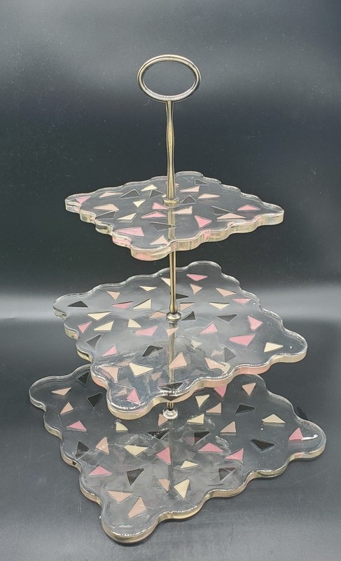 3 Tier Cupcake / Tidbit Stand Lucite MCM Style