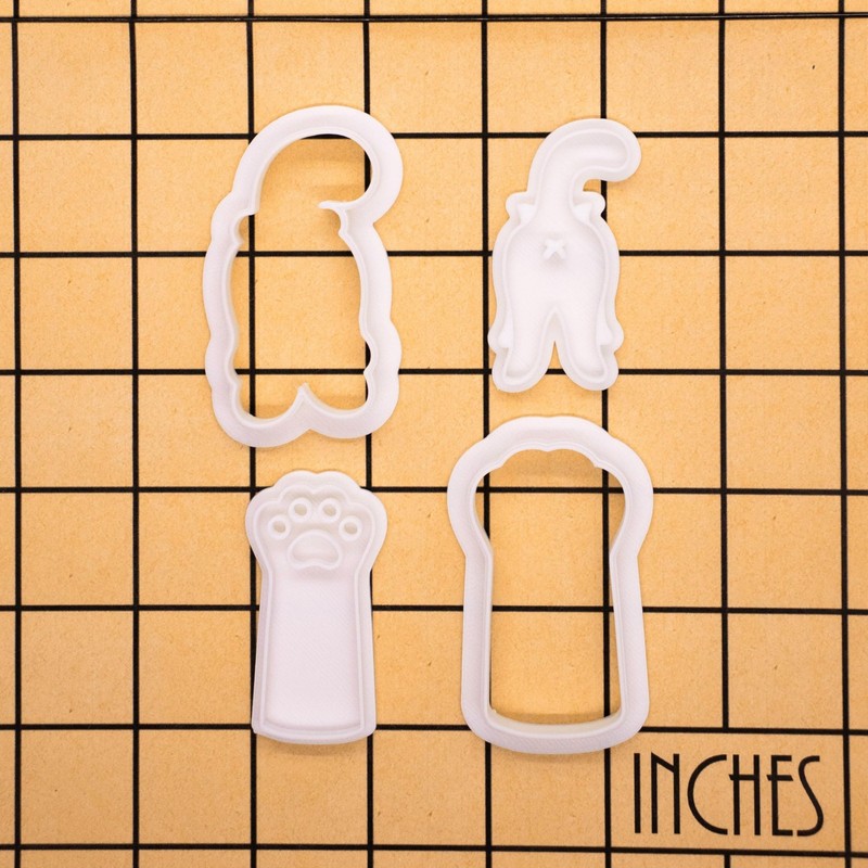 Kitty Hi & Bye Mini Cookie Cutter & Stamp Set (Kitty Butt & Kitty Paw Says Hi... gallery