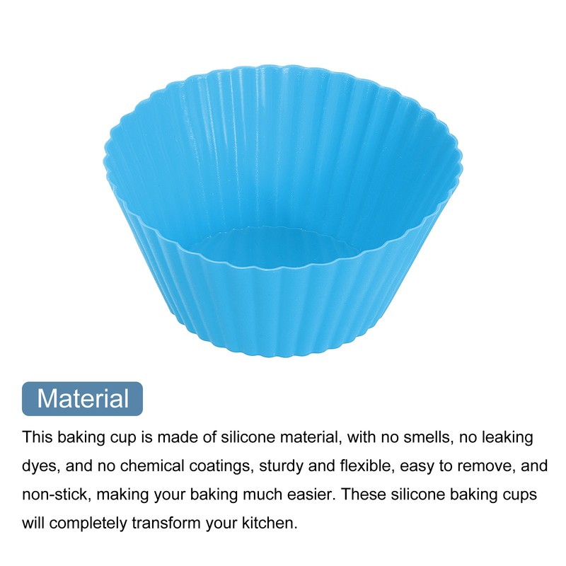 18Pcs Silicone Cupcake Baking Cups, 2.0" Non-Stick Muffins Liners Blue gallery