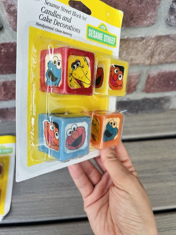 Vintage 1994 Wilton Sesame Street Block Candles Set of 4 Cake Decoration Toppers gallery