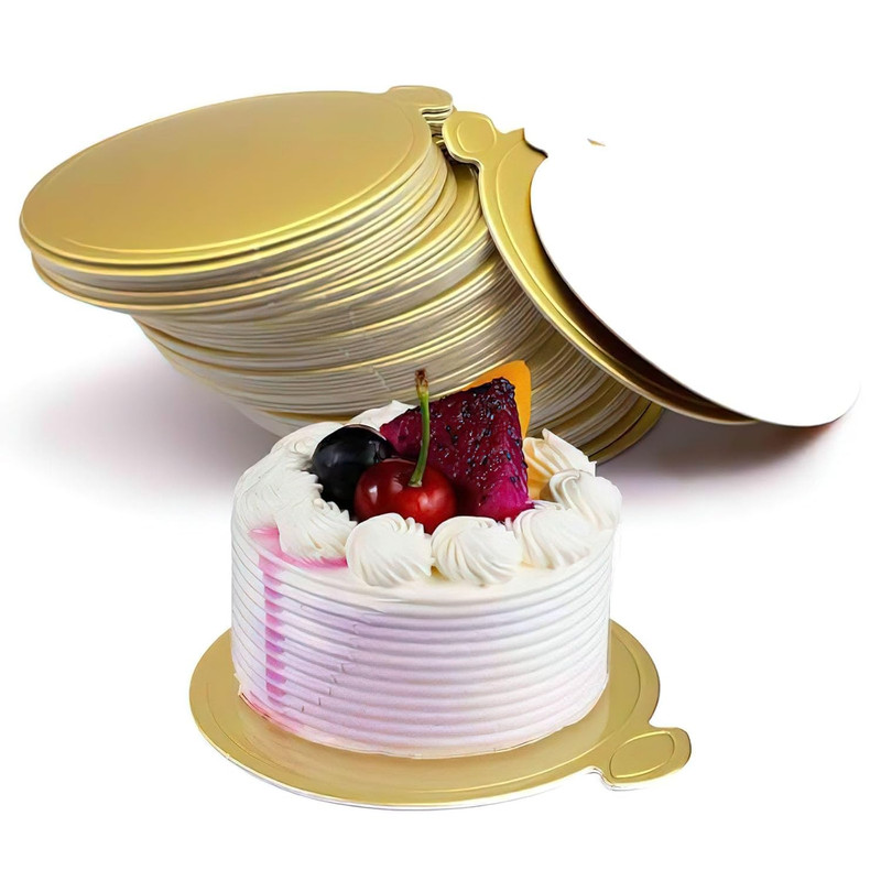 Mini round Golden Cardboard Cake Base, Mousse Cake Boards 100PCS Paper Plates Ci