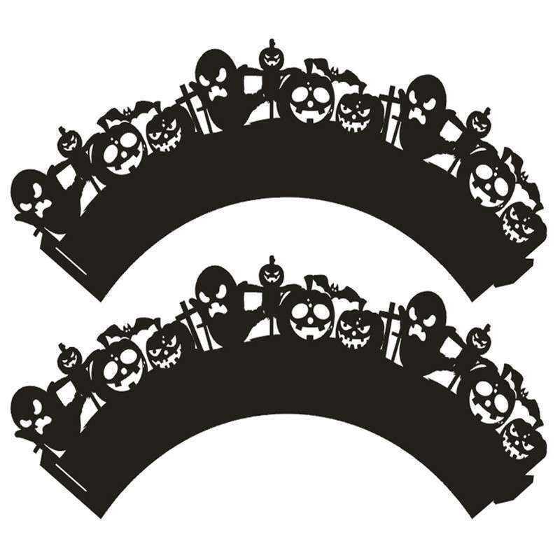 Halloween Pumpkin Wrapper 12PCS/Set For Party black Lace Baking Cup Cupcake gallery