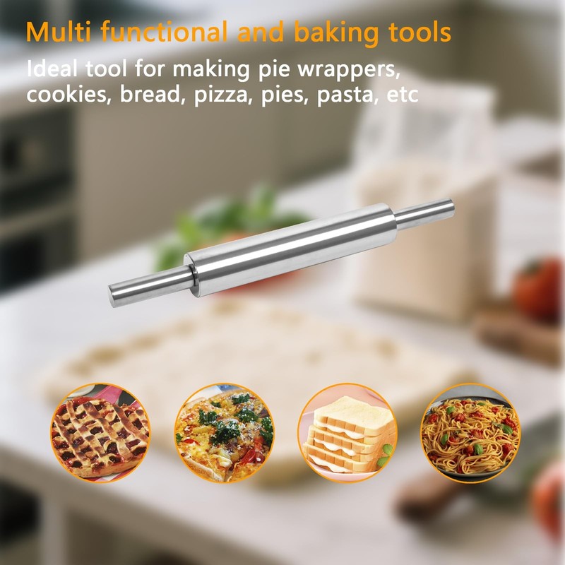 17-Inch 18/8 Stainless Steel Rolling Pin - Metal Dough Roller for Baking, Piz... gallery