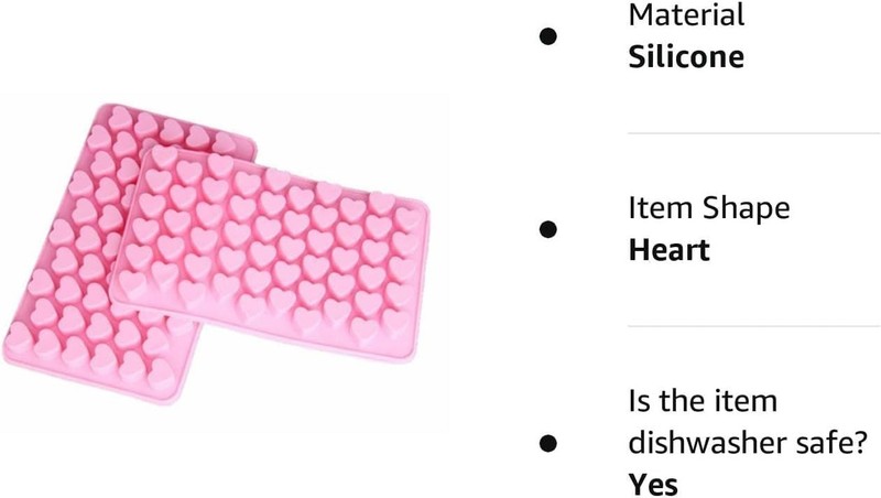 Set of 2 Pink Silicone Mini Heart Shape Ice Cubes - Fun & Safe Party Essential gallery