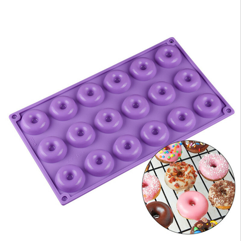 18 Cups DIY Donuts Mold Silicone Chocolate Candy Bakeware Cake Decor Baking Tool