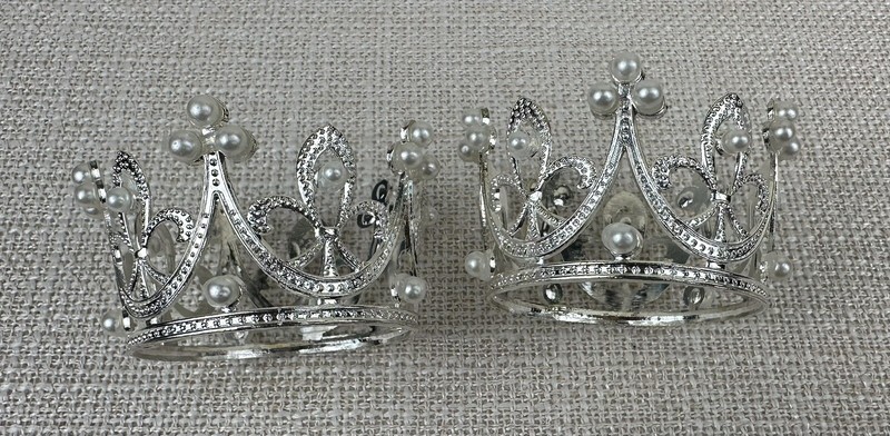 6 Mini Crown Cake Decoration Princess Topper Pearl Tiara Children Hair Ornaments gallery