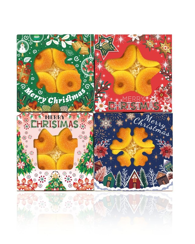Christmas 60pcs Bakery Boxes with Window 6x6x3 Inches Thick Sturdy Macaroon ... gallery