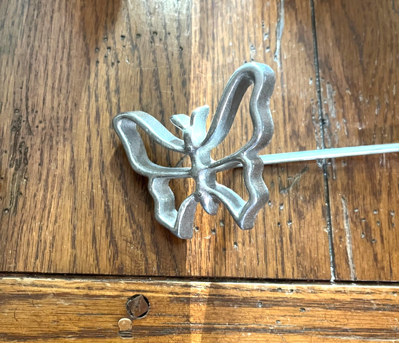 Vintage Rosette & Butterfly Iron Cookie Mold w/ Handle Cast Aluminum Pastry gallery