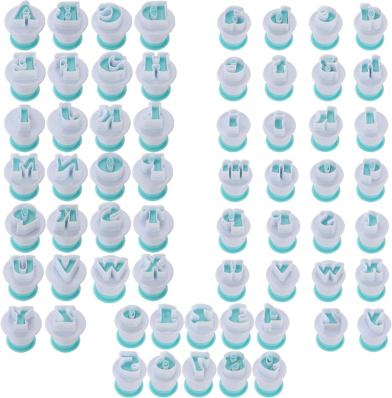 Juego de 62 cortadores de letras y numeros para fondant molde tartas y galletas