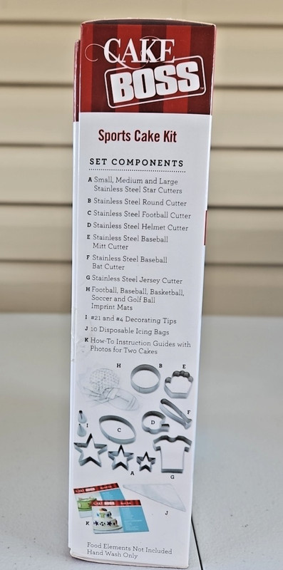 CAKE BOSS 28-Pc SPORTS Cake Decorating Kit Tools,Cutters,Bags,Tips NEW Box Party gallery