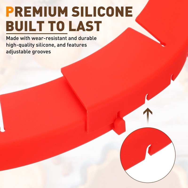 Adjustable Silicone Pie Crust Shields, 2Pcs Crust Edges Protectors, Red gallery