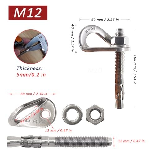 304 Stainless Steel Climbing Bolt Kit, Heavy-Duty Climbing Holds Hanger 6 sets gallery