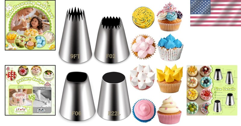Stainless Steel Extra Large Piping Tips Set for Creative Baking Designs gallery