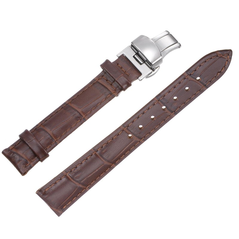 Watch Buckle Distribution Strap 16mm Leather Strap with Spring Bar Brown