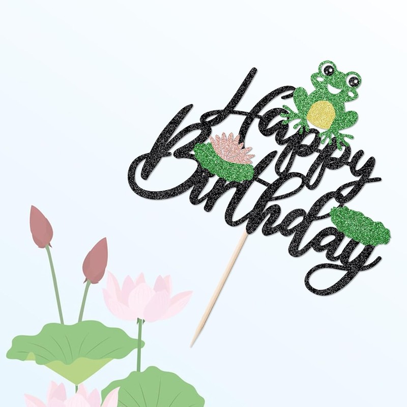 Glitter Frog Happy Birthday Cake Topper - Animal Theme Baby Shower & Gender gallery